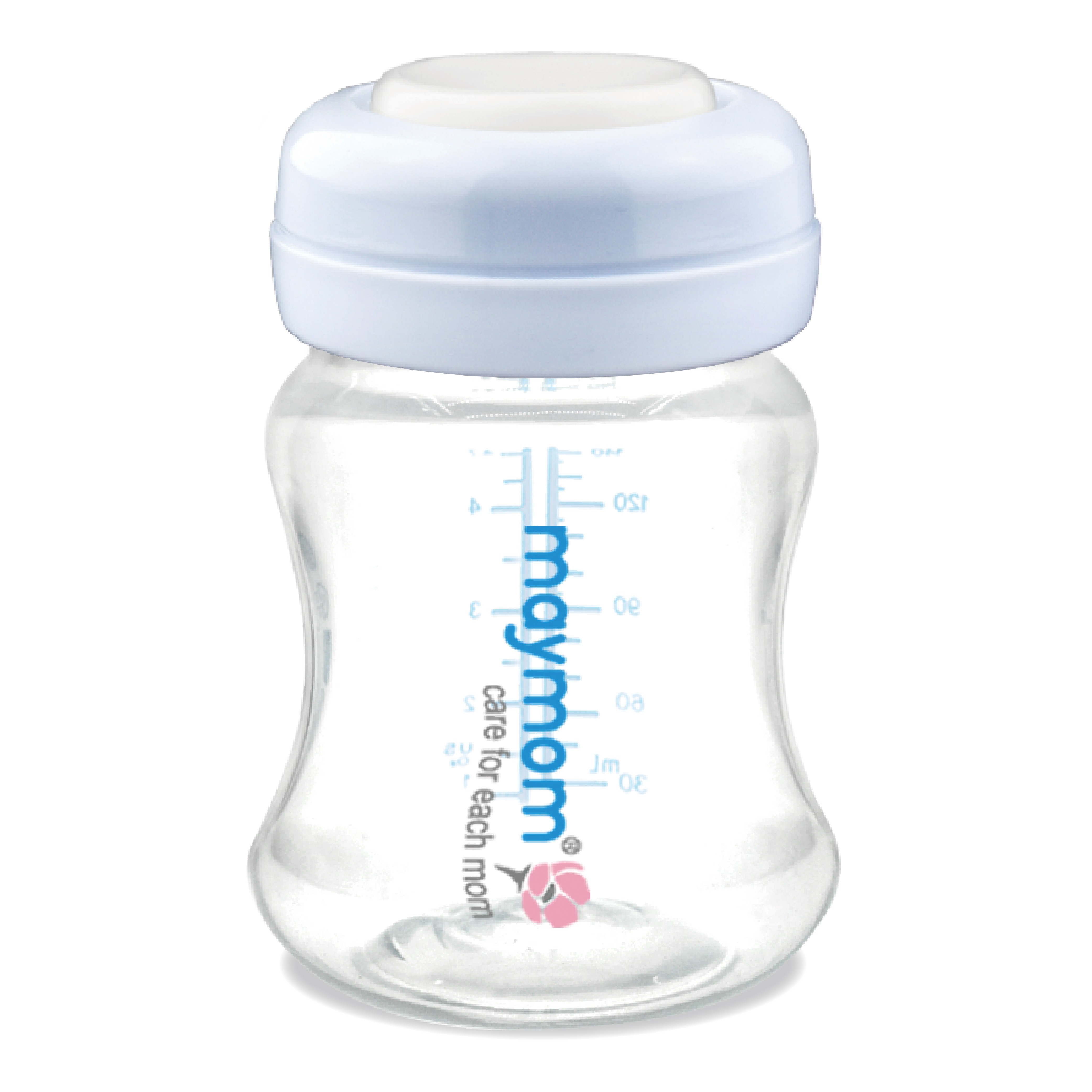 Maymom wide-mouth bottle for Avent/Spectra flange with SureSeal silicone disk, 140mL